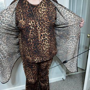 Leopard print 4-pc pants suit